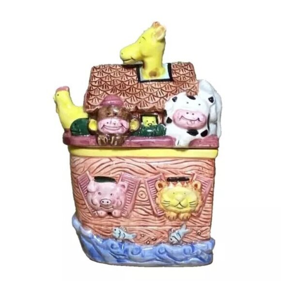 NOAH’S SS ARK 9 x 5 Ceramic Cookie Jar Canister New World Specialties Pre-owned - Picture 1 of 10